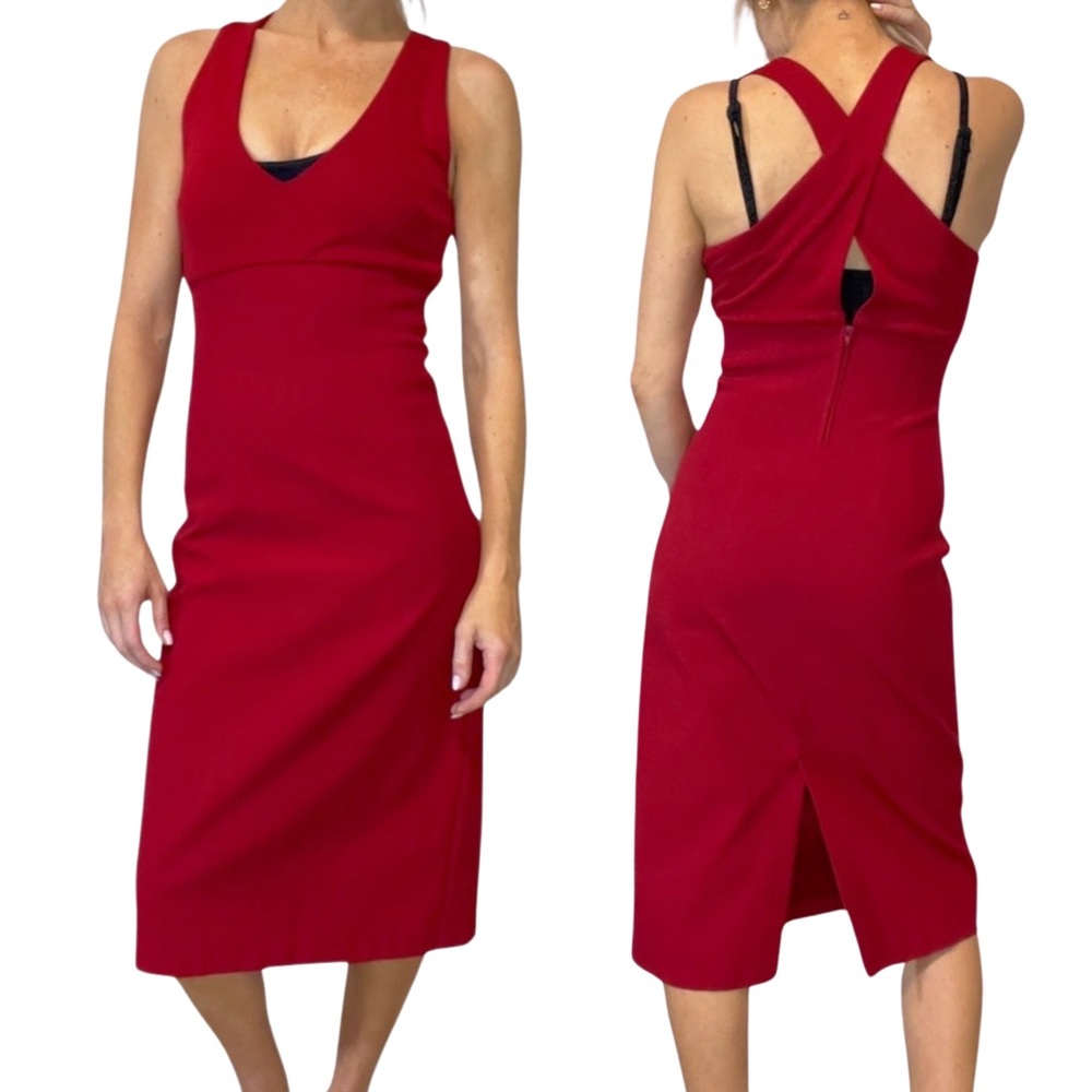 MARIA BIANCA NERO Red Cocktail Dress w/ Keyhole Back‎